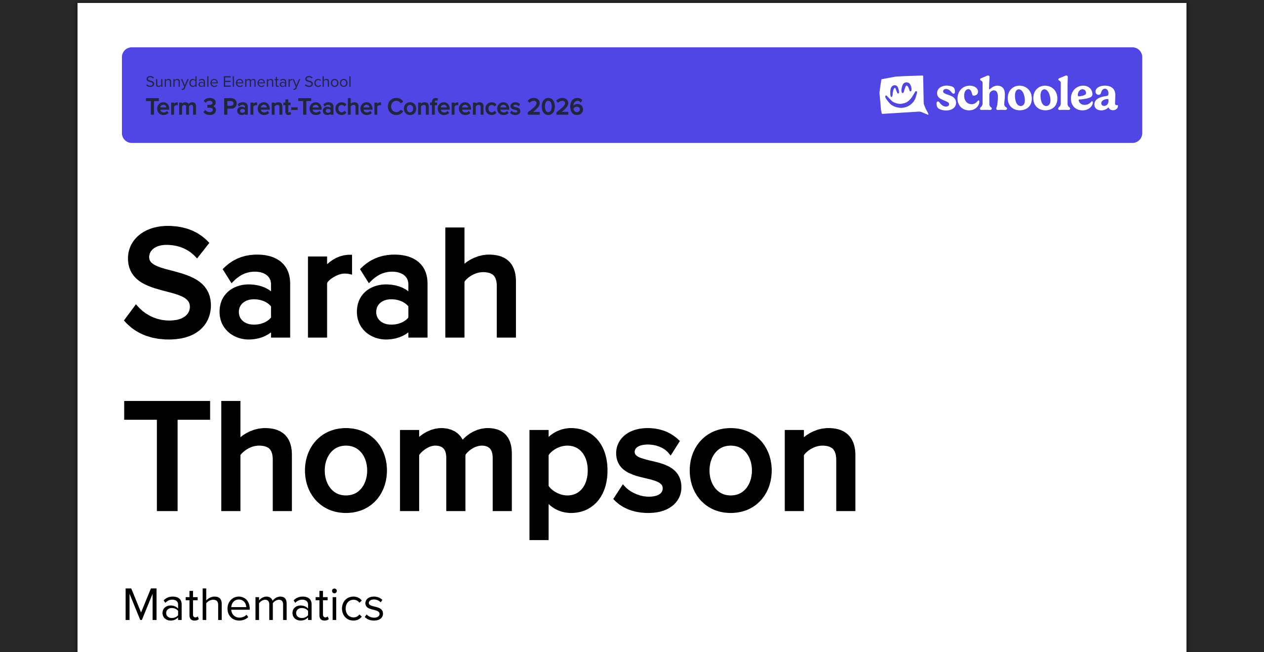 Staff Sign report example